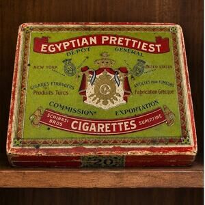 Schinasi Bros Egyptian Prettiest Cigarettes Box Antique Tobacciana Historical